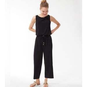 Chico’s Travelers Jumpsuit Women’s 3/XL Sleeveless Black Tie Waist Wide Leg